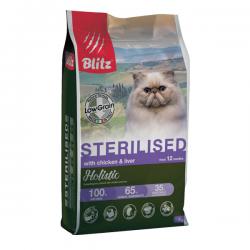 Корм для кошек Blitz Holistic Sterilised Cat Chicken & Liver Hypoallergenic Low Grain