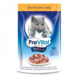 Корм для кошек PreVital Premium Adult Cat — Duck & Lamb in Jelly