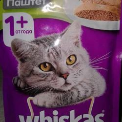 Фото консервированного полнорационного корма для взрослых кошек Whiskas — «Паштет с уткой»