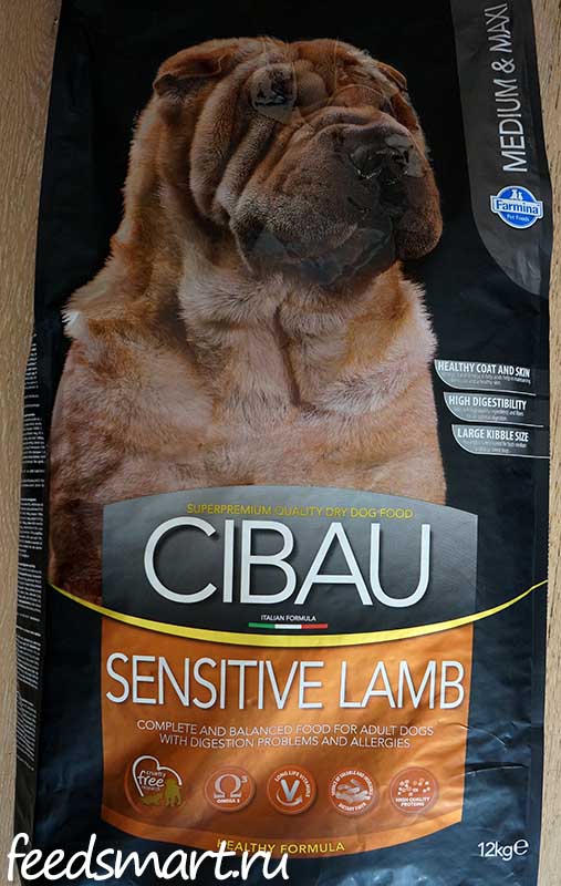 Farmina Cibau Adult Dog Sensitive Lamb Medium & Maxi - рейтинг, обзор корма,  сравнение и анализ Farmina Cibau Adult Dog Sensitive Lamb Medium & Maxi,  состав и описание корма, плюсы и минусы