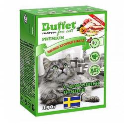 Корм для кошек Buffet Menu for Cat — «Мясные кусочки в желе» с домашней птицей