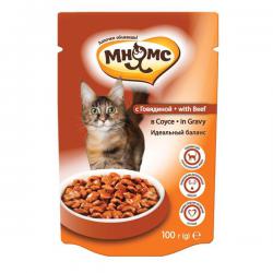 Мнямс — корм с говядиной в соусе для кошек
