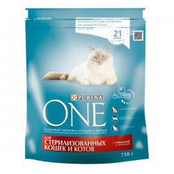 PURINA ONE для стерилизованных кошек и котов с говядиной и пшеницей