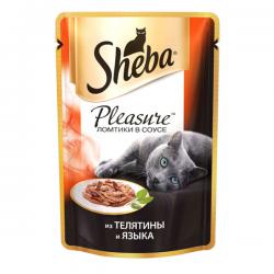 Sheba Pleasure — ломтики в соусе с телятиной и языком для взрослых кошек
