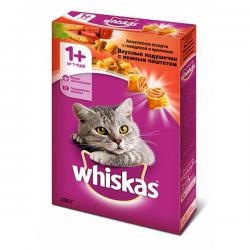 Корм для кошек Whiskas «Вкусные подушечки с нежным паштетом» — ассорти с говядиной и кроликом
