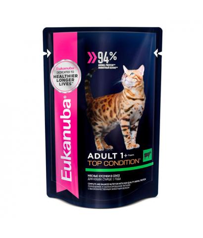Корм для кошек Eukanuba Top Condition Adult Cat — кусочки в соусе с говядиной