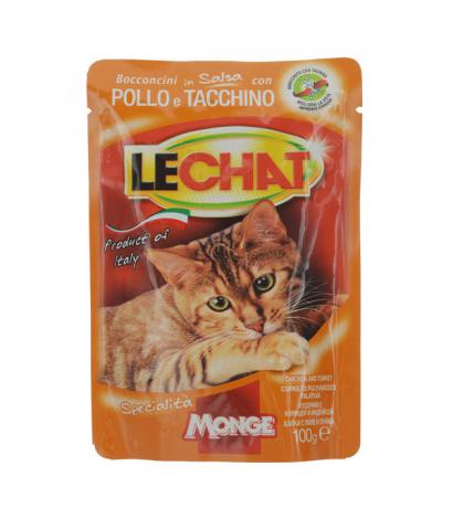 Корм для кошек Monge Lechat Chunks in Sauce with Chicken and Turkey