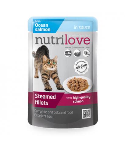 Фото корма для кошек Nutrilove Adult Cat — Steamed Fillets with Ocean Salmon in Sauce