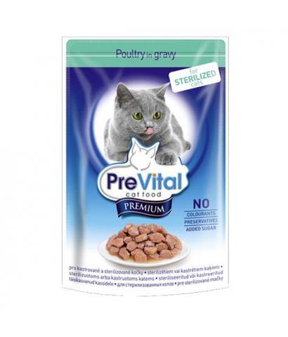 Корм для кошек PreVital Premium Adult Cat Sterilized — Poultry in Gravy