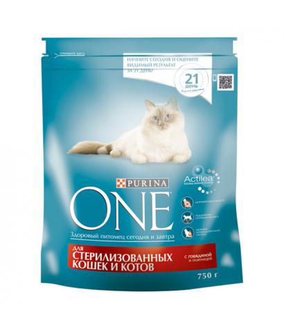PURINA ONE для стерилизованных кошек и котов с говядиной и пшеницей