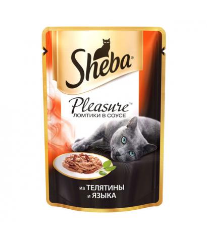 Sheba Pleasure — ломтики в соусе с телятиной и языком для взрослых кошек