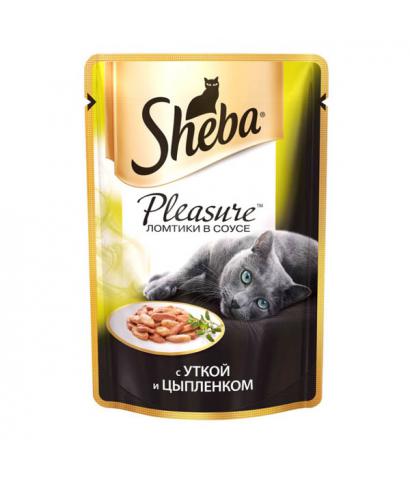 Корм Sheba Pleasure ломтики в соусе с уткой и цыплёнком