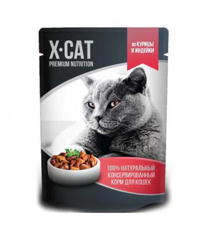Корм для кошек X-Cat «Курица и индейка в соусе»