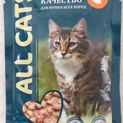 Фото консервированного полнорационного корма «Ол Кэтс» с индейкой в соусе для кошек