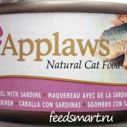 Фото консервированного дополнительного корма «Апплаус» со скумбрией и сардиной для взрослых кошек