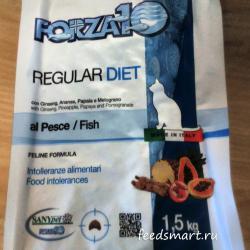 Фото сухого гипоаллергенного полнорационного корма Форца 10 Регулярная Диета с рыбой для взрослых кошек, с непереносимостью различных источников белка, кроме рыбы