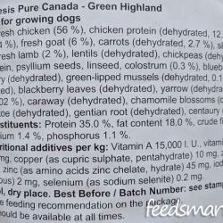 Фото этикетки корма Genesis Pure Canada Green Highland for Growing Dogs