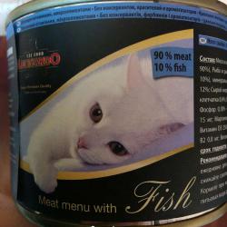 Фото консервированного корма Леонардо Мясное Меню с мясом и рыбой для кошек