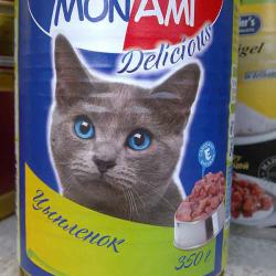Фото консервированного корма «МонАми Делишес» с курицей для кошек