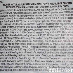 Фото этикетки корма Monge Daily Line Puppy & Junior Maxi Rich in Chicken