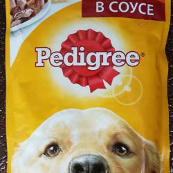 Фото консервированного полнорационного корма «Педигри» — кусочки в соусе с говядиной и ягнёнком для взрослых собак всех пород и размеров