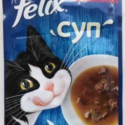 Фото консервированного дополнительного корма «Пурина Феликс» «Суп» с говядиной для взрослых кошек