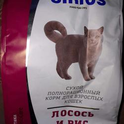 Фото мешка сухого полнорационного корма «Сириус» для взрослых кошек Лосось с Рисом