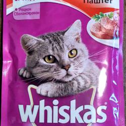 Фото консервированного полнорационного корма «Вискас» — Паштет из говядины с печенью для взрослых кошек